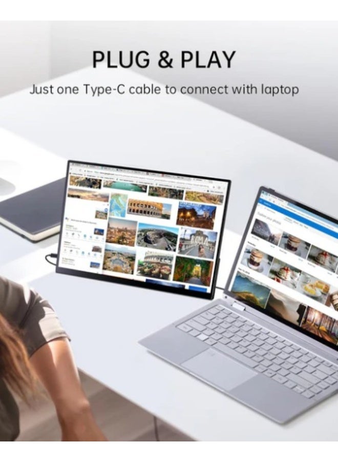 V2com 15.6″ Portable Touchscreen Monitor – FHD 1080p IPS, USB-C & HDMI, Lightweight Secondary Display - Image 3